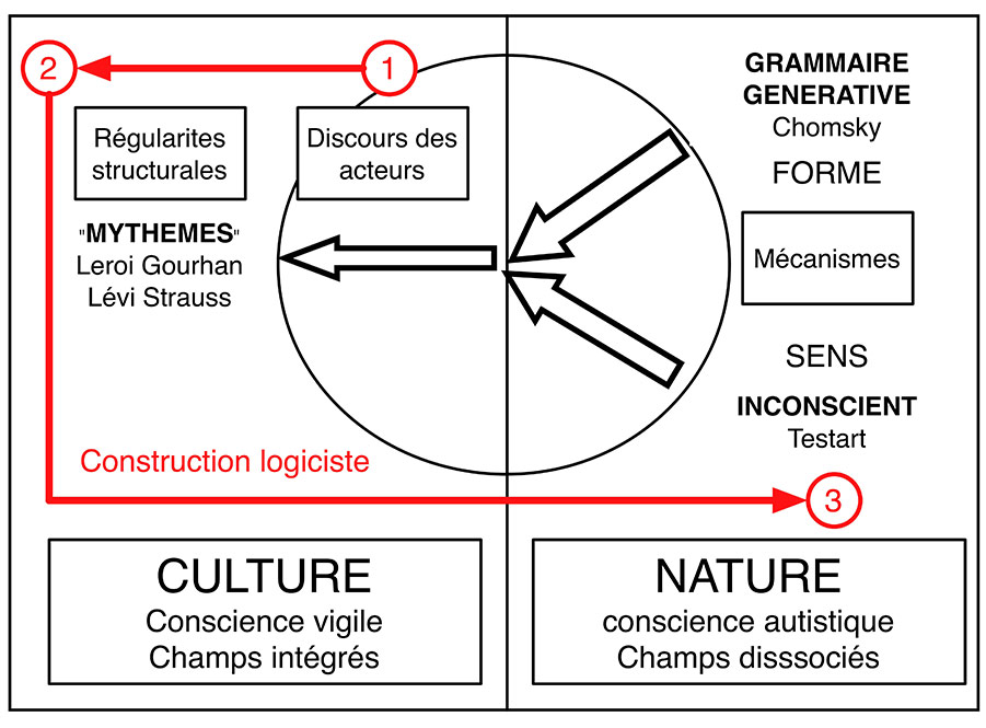 Fig. 9. Sens de la démarche d’Alain Testart mis en évidence par l’analyse logistique (schéma Alain Gallay).