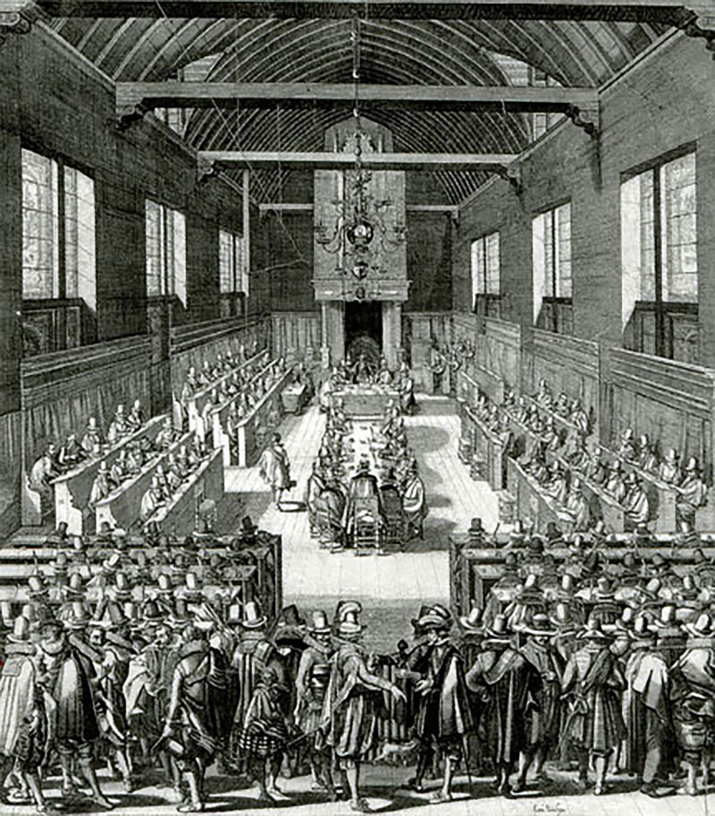 19. Synode de Dordrecht (1618-1619). Le synode de Dordrecht ou synode de Dort (Dordt) est un synode national de l’Église réformée néerlandaise. Des représentants des Églises réformées de huit pays étrangers furent aussi invités et participèrent aux votes.Dans le protestantisme le synode est l'assemblée responsable du gouvernement d'une Église. Des laïcs font partie des synodes protestants aux côtés des pasteurs. Musée international de la Réforme. Genève.